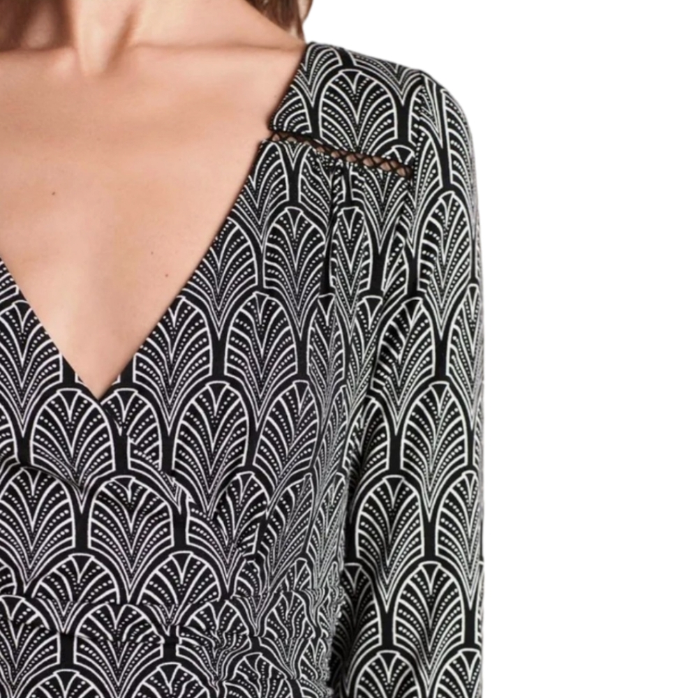 MAEVE ANTHROPOLOGIE 'Galena" Art Deco Faux Wrap Dress - Size Small - Picture 3 of 16